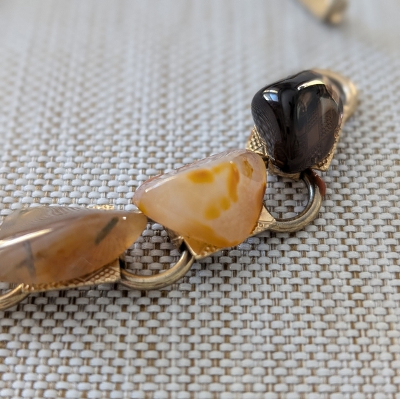 Gemstone Link Bracelet Gold Tone - Vintage - Classic - 7" - Chakra - … - Picture 7 of 12